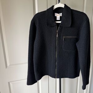 100% Wool Boiled Wool Zip Jacket Minimalist Utility Coat Small